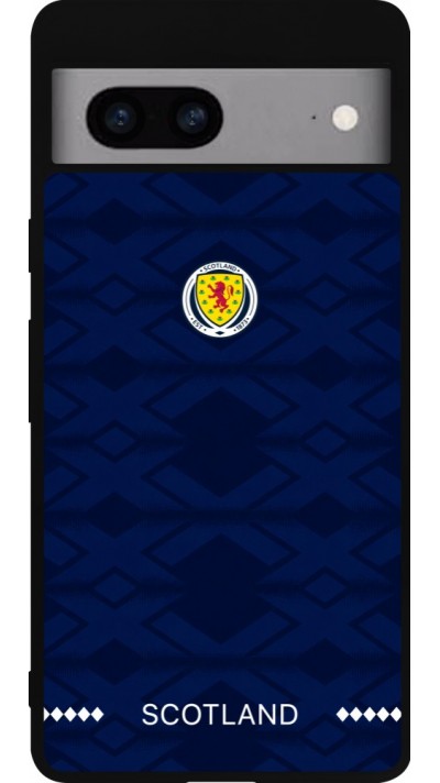 Coque Google Pixel 7a - Silicone rigide noir Maillot de football Ecosse 2026 personnalisable