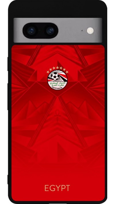 Coque Google Pixel 7a - Silicone rigide noir Maillot de football E?gypte 2026 personnalisable