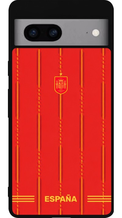 Coque Google Pixel 7a - Silicone rigide noir Maillot de football Espagne 2026 personnalisable