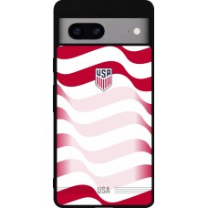 Coque Google Pixel 7a - Silicone rigide noir Maillot de football États-Unis 2026 personnalisable
