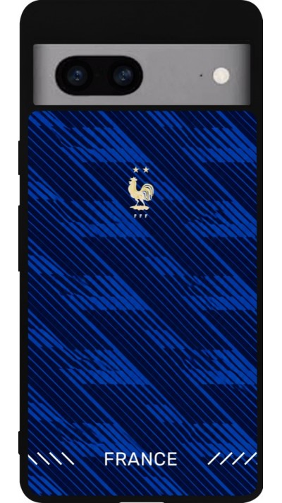 Coque Google Pixel 7a - Silicone rigide noir Maillot de football France 2026 personnalisable