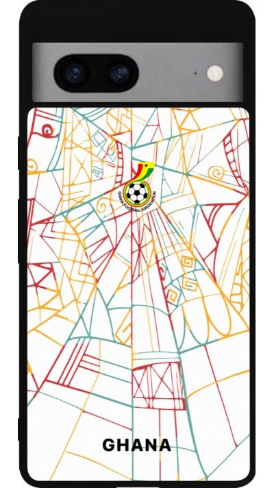 Coque Google Pixel 7a - Silicone rigide noir Maillot de football Ghana 2026 personnalisable