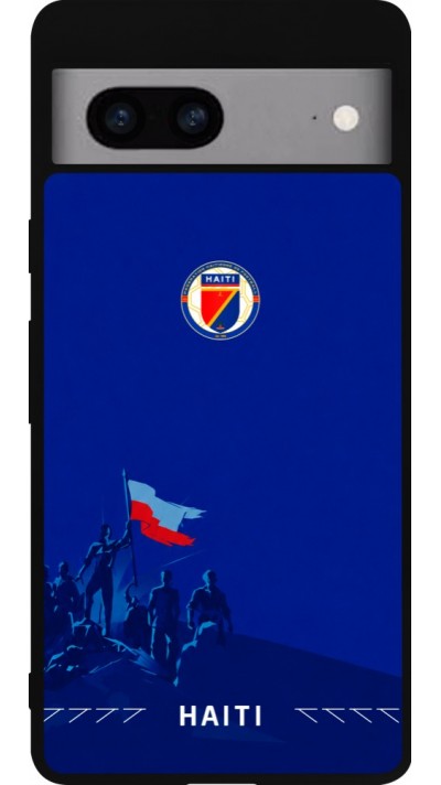 Coque Google Pixel 7a - Silicone rigide noir Maillot de football Haiti 2026 personnalisable