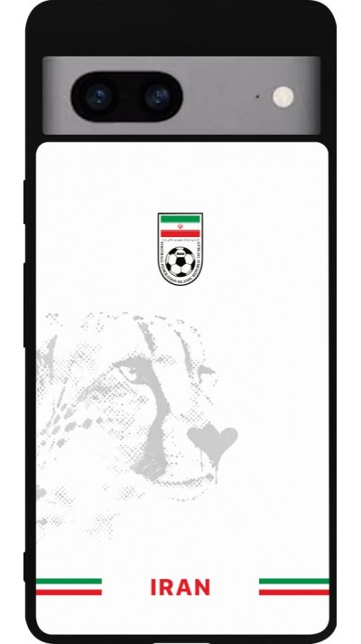 Coque Google Pixel 7a - Silicone rigide noir Maillot de football Iran 2026 personnalisable