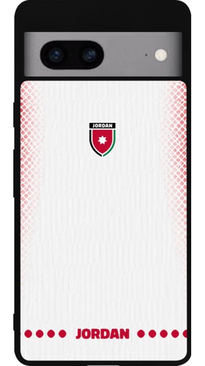 Coque Google Pixel 7a - Silicone rigide noir Maillot de football Jordanie 2026 personnalisable