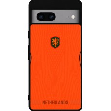 Coque Google Pixel 7a - Silicone rigide noir Maillot de football Pays-Bas 2026 personnalisable