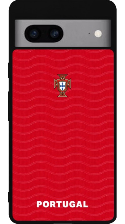 Coque Google Pixel 7a - Silicone rigide noir Maillot de football Portugal 2026 personnalisable