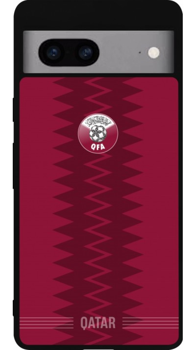 Coque Google Pixel 7a - Silicone rigide noir Maillot de football Qatar 2026 personnalisable