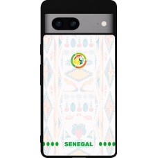 Coque Google Pixel 7a - Silicone rigide noir Maillot de football Sénégal 2026 personnalisable