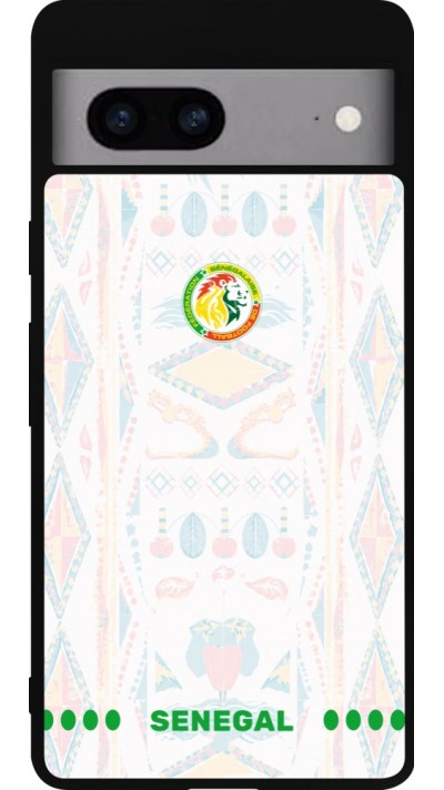 Coque Google Pixel 7a - Silicone rigide noir Maillot de football Sénégal 2026 personnalisable