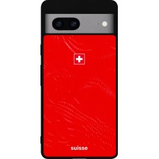 Coque Google Pixel 7a - Silicone rigide noir Maillot de football Suisse 2026 personnalisable
