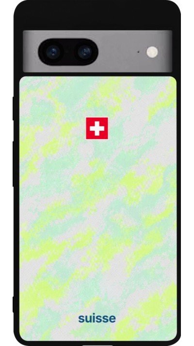 Coque Google Pixel 7a - Silicone rigide noir Maillot de football Suisse Away 2026 personnalisable