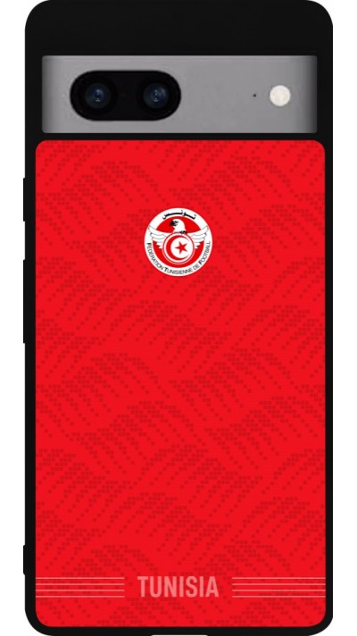 Coque Google Pixel 7a - Silicone rigide noir Maillot de football Tunisie 2026 personnalisable