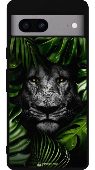 Coque Google Pixel 7a - Silicone rigide noir Forest Lion