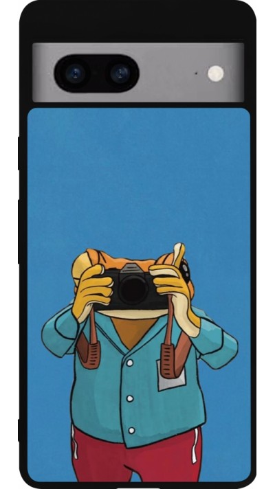 Coque Google Pixel 7a - Silicone rigide noir Frog with camera DTMF