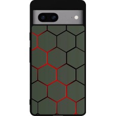 Google Pixel 7a Case Hülle - Silikon schwarz Geometric Line red