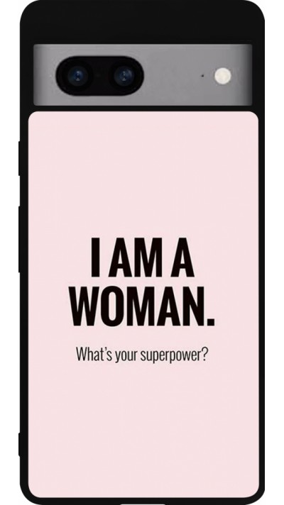 Coque Google Pixel 7a - Silicone rigide noir I am a woman