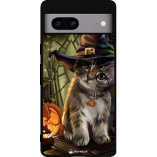 Google Pixel 7a Case Hülle - Silikon schwarz Halloween 21 Witch cat