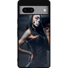 Google Pixel 7a Case Hülle - Silikon schwarz Halloween 22 Tattooed Girl
