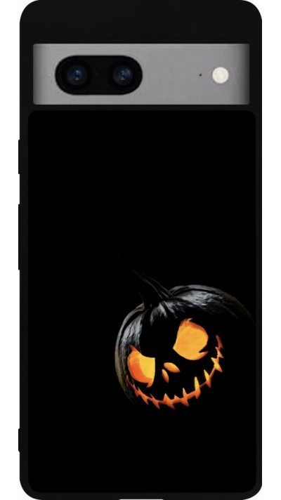 Coque Google Pixel 7a - Silicone rigide noir Halloween 2023 discreet pumpkin