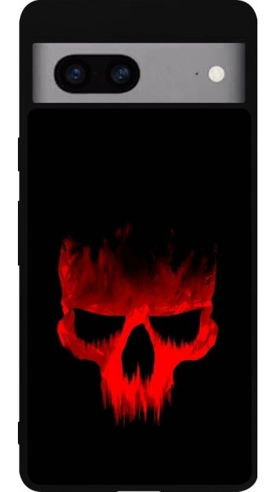 Coque Google Pixel 7a - Silicone rigide noir Halloween 2023 scary skull