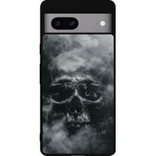 Coque Google Pixel 7a - Silicone rigide noir Halloween 2024 smoky skull
