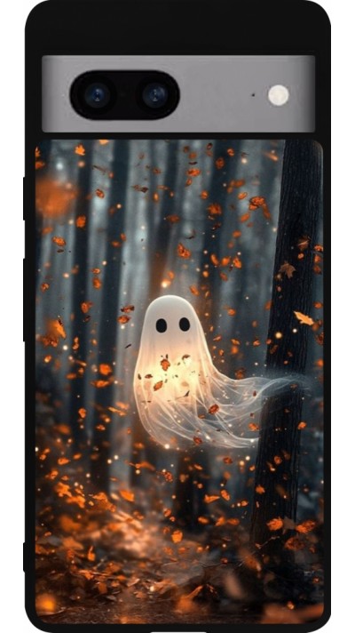 Coque Google Pixel 7a - Silicone rigide noir Halloween 2025 Ghost in the forest