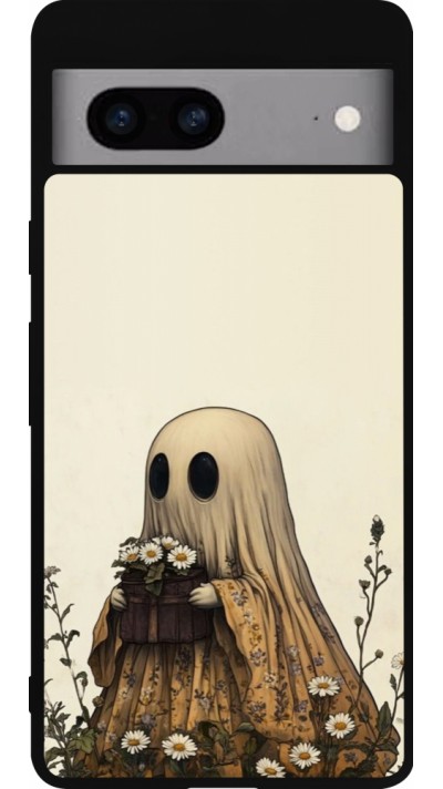 Coque Google Pixel 7a - Silicone rigide noir Halloween 2025 Ghost gardener