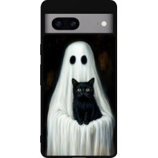 Google Pixel 7a Case Hülle - Silikon schwarz Halloween 2025 Ghost with black cat