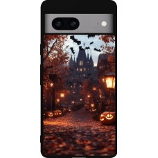 Coque Google Pixel 7a - Silicone rigide noir Halloween 2025 Haunted house