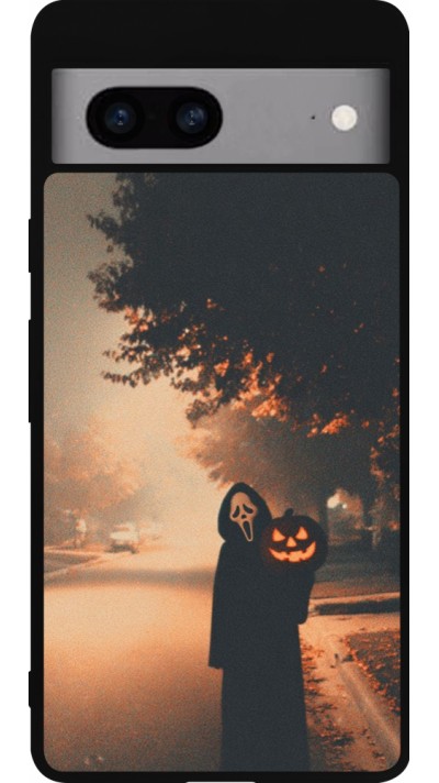 Coque Google Pixel 7a - Silicone rigide noir Halloween 2025 Scream