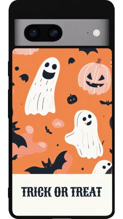 Coque Google Pixel 7a - Silicone rigide noir Halloween 2025 Trick treat