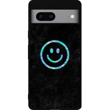 Google Pixel 7a Case Hülle - Silikon schwarz Happy smiley irisirt