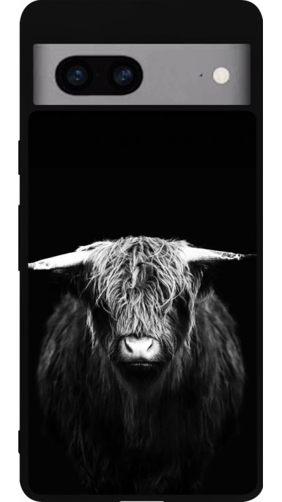 Coque Google Pixel 7a - Silicone rigide noir Highland calf black