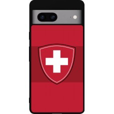 Coque Google Pixel 7a - Silicone rigide noir Hockey World Championship Ecusson Suisse