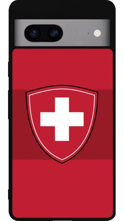 Coque Google Pixel 7a - Silicone rigide noir Hockey World Championship Ecusson Suisse
