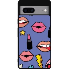 Coque Google Pixel 7a - Silicone rigide noir Lips and lipgloss