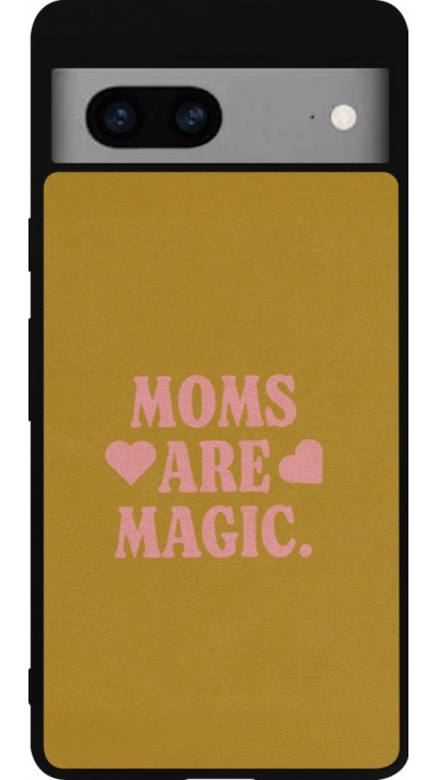 Coque Google Pixel 7a - Silicone rigide noir Mom 2026 Are Magic
