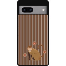Coque Google Pixel 7a - Silicone rigide noir Monkey with stripes