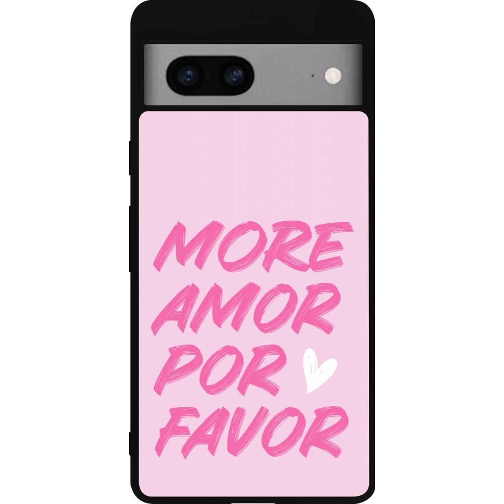 Google Pixel 7a Case Hülle - Silikon schwarz More amor porfavor