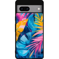 Coque Google Pixel 7a - Silicone rigide noir Palms Blue