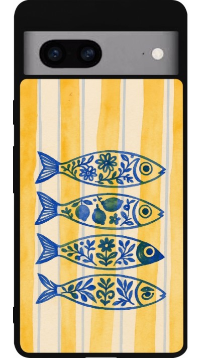 Coque Google Pixel 7a - Silicone rigide noir Portuguese fish 2026