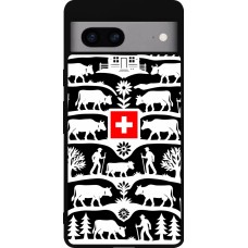 Coque Google Pixel 7a - Silicone rigide noir Poya Suisse 3 noir