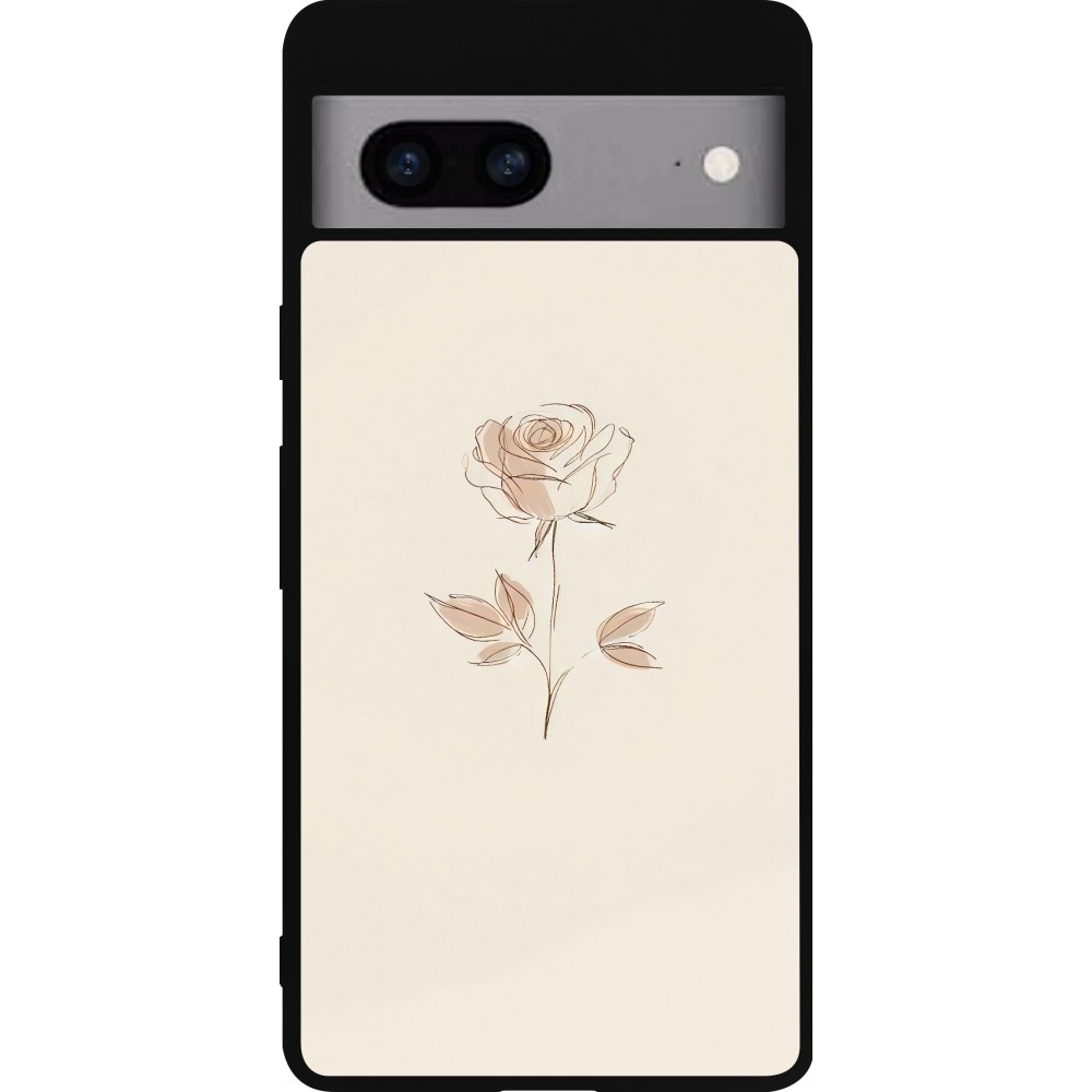 Coque Google Pixel 7a - Silicone rigide noir Sable Rose Minimaliste