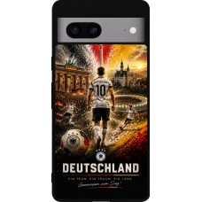 Coque Google Pixel 7a - Silicone rigide noir Football Allemagne splash 2026