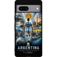 Coque Google Pixel 7a - Silicone rigide noir Football Argentine splash 2026