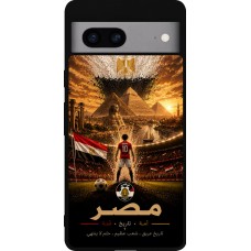 Coque Google Pixel 7a - Silicone rigide noir Football Égypte splash 2026