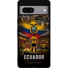 Coque Google Pixel 7a - Silicone rigide noir Football Équateur splash 2026