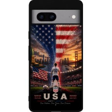Coque Google Pixel 7a - Silicone rigide noir Football États-Unis splash 2026