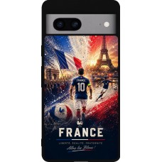 Coque Google Pixel 7a - Silicone rigide noir Football France splash 2026